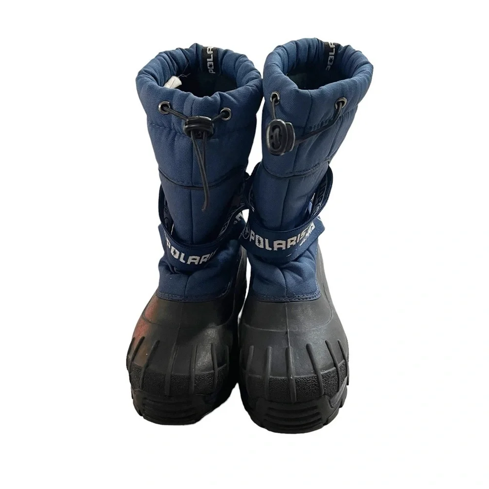 Polaris BOYS Blue Black Snow Boots cinch Closure, Size 5